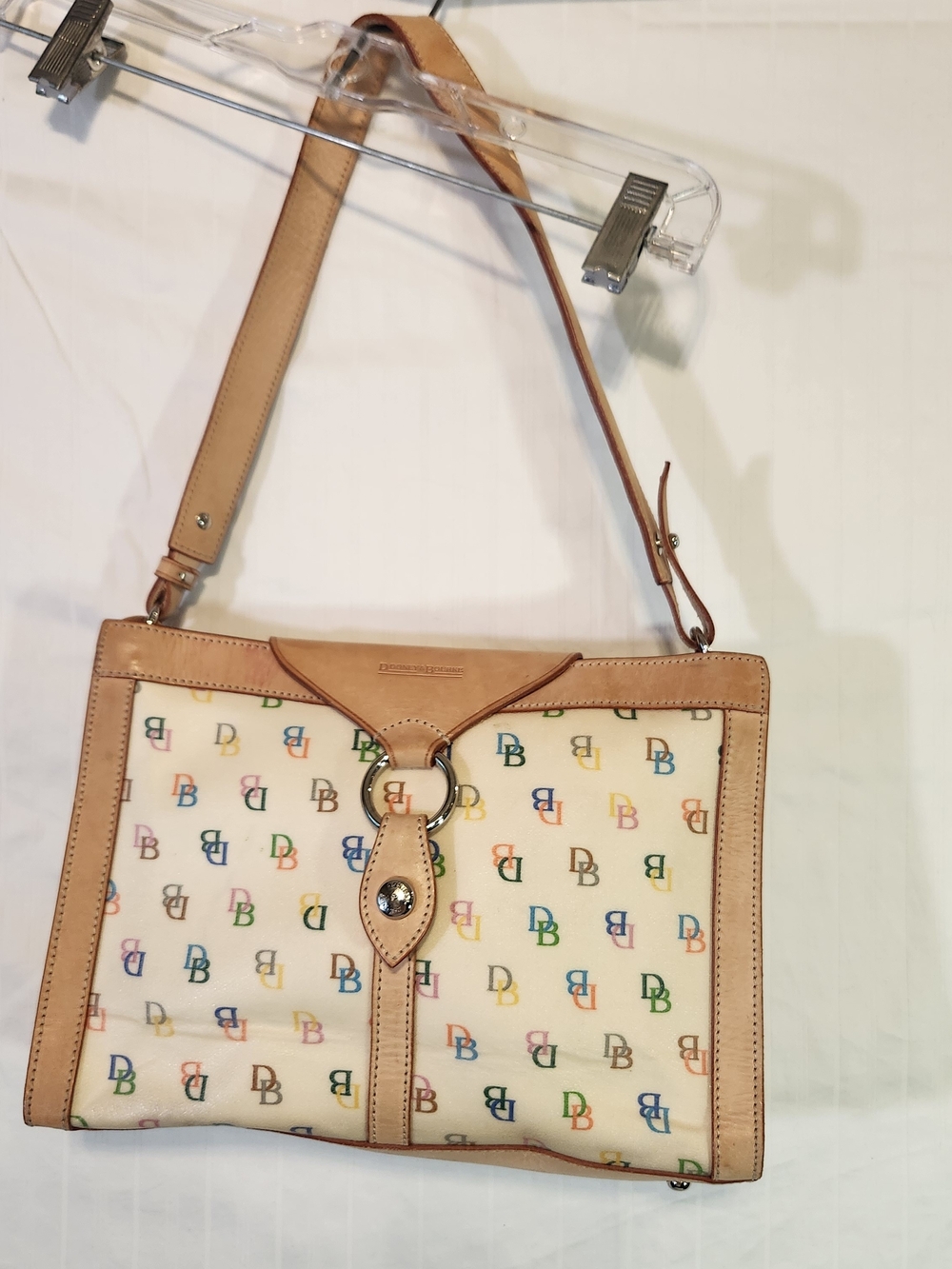 Vintage Dooney & Bourke Made in Italy Multicolor DB Monogram Leather Bag